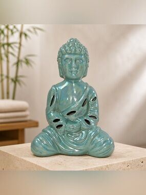 Ceramic Luster Glazed Buddha Potpourri Sachet and Incense Holder or Figurine